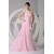 Elegant One-Shoulder Long Pink Chiffon Prom Evening Bridesmaid Dresses 02020347