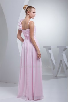 A-Line Sleeveless Chiffon Beading Long Pink Prom/Formal Evening Bridesmaid Dresses 02020350