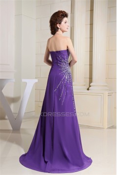 Sleeveless Chiffon Beading Long Purple Prom/Formal Evening Dresses 02020351