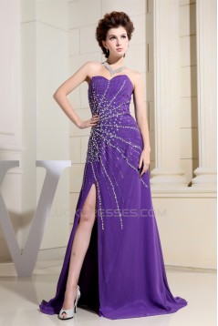 Sleeveless Chiffon Beading Long Purple Prom/Formal Evening Dresses 02020351
