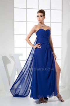 Sheath/Column Floor-Length Ruffles Chiffon Long Blue Prom/Formal Evening Dresses 02020365