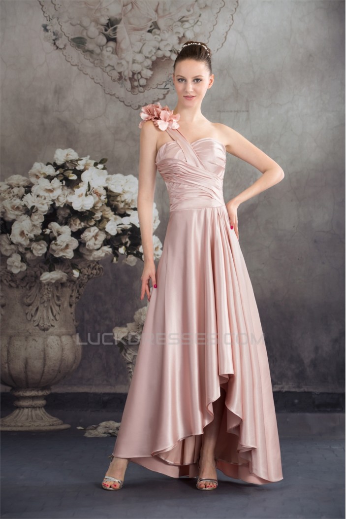 A-Line Handmade Flowers Asymmetrical Prom/Formal Evening Bridesmaid Dresses 02020370