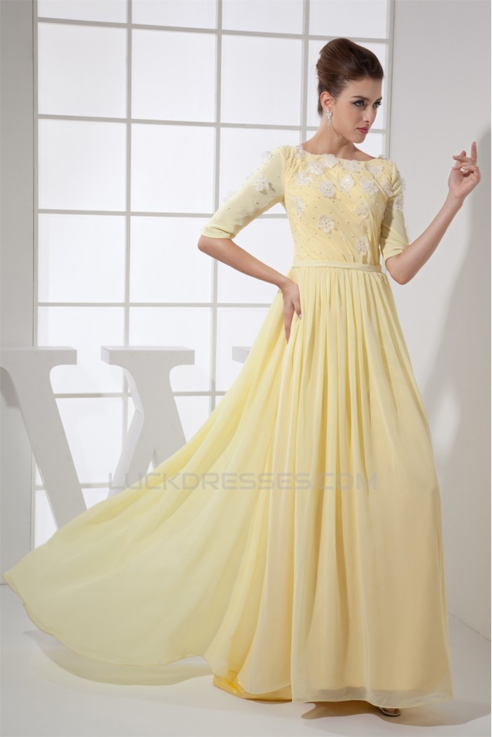 A-Line Half Sleeve Square Ankle-Length Chiffon Prom/Formal Evening Mother of the Bride Dresses 02020398