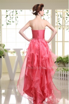 High Low Strapless Beading Asymmetrical Organza Prom/Formal Evening Dresses 02020402