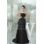 A-Line Strapless Brush Sweep Train Long Black Prom/Formal Evening Bridesmaid Dresses 02020404