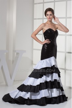Strapless Sleeveless A-Line Ruched Brush Sweep Train Prom/Formal Evening Dresses 02020410