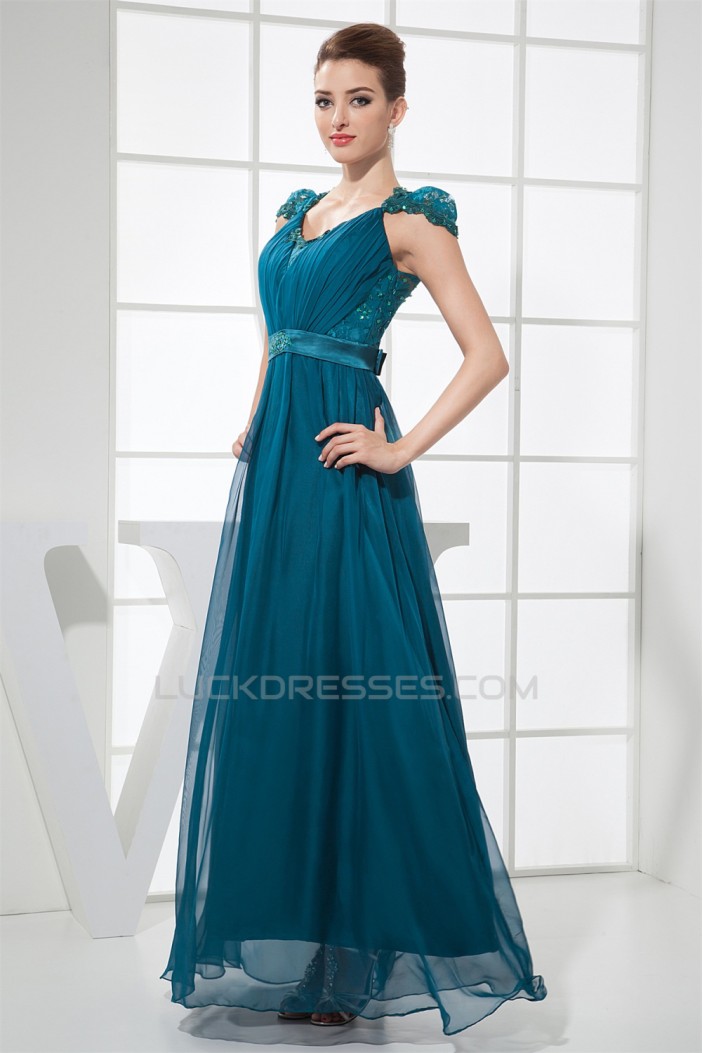 A-Line Cap Straps Beading Chiffon Lace Prom/Formal Evening Dresses 02020413