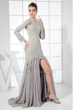 Straps Sheath/Column Pleats Long Sleeves Prom/Formal Evening Dresses 02020420