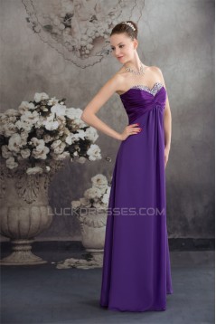Empire Sweetheart Chiffon Silk like Satin Long Purple Beading Prom/Formal Evening Dresses 02020429