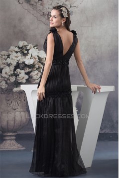 Sheath/Column V-Neck Beaded Long Black Prom/Formal Evening Dresses 02020453