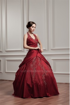 Ball Gown Sleeveless Halter Satin Taffeta Prom/Formal Evening Dresses 02020472