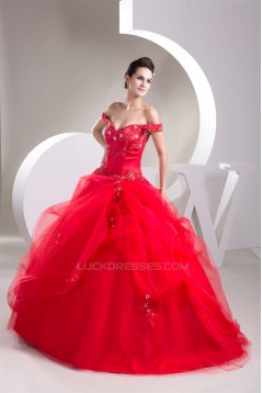 Ball Gown Beading Brush Sweep Train Off-the-Shoulder Formal Wedding Dresses 02020476