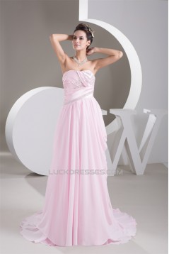 Chiffon Beading A-Line Soft Sweetheart Sleeveless Prom Evening Bridesmaid Dresses 02020500