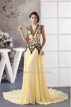 A-Line Chiffon V-Neck Sleeveless Pleats Prom/Formal Evening Dresses 02020512