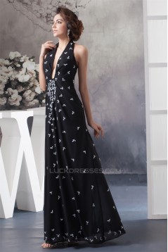 Floor-Length Chiffon Beading Halter A-Line Prom/Formal Evening Dresses 02020516