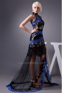 High-Neck Lace Long Sleeve Sheath/Column Prom/Formal Evening Dresses 02020532