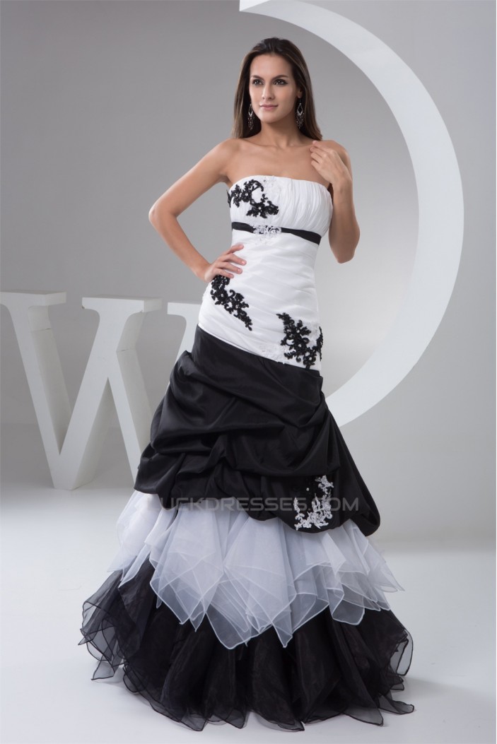 Ruffles Sleeveless A-Line Satin Taffeta Fine Netting Prom/Formal Evening Dresses 02020543