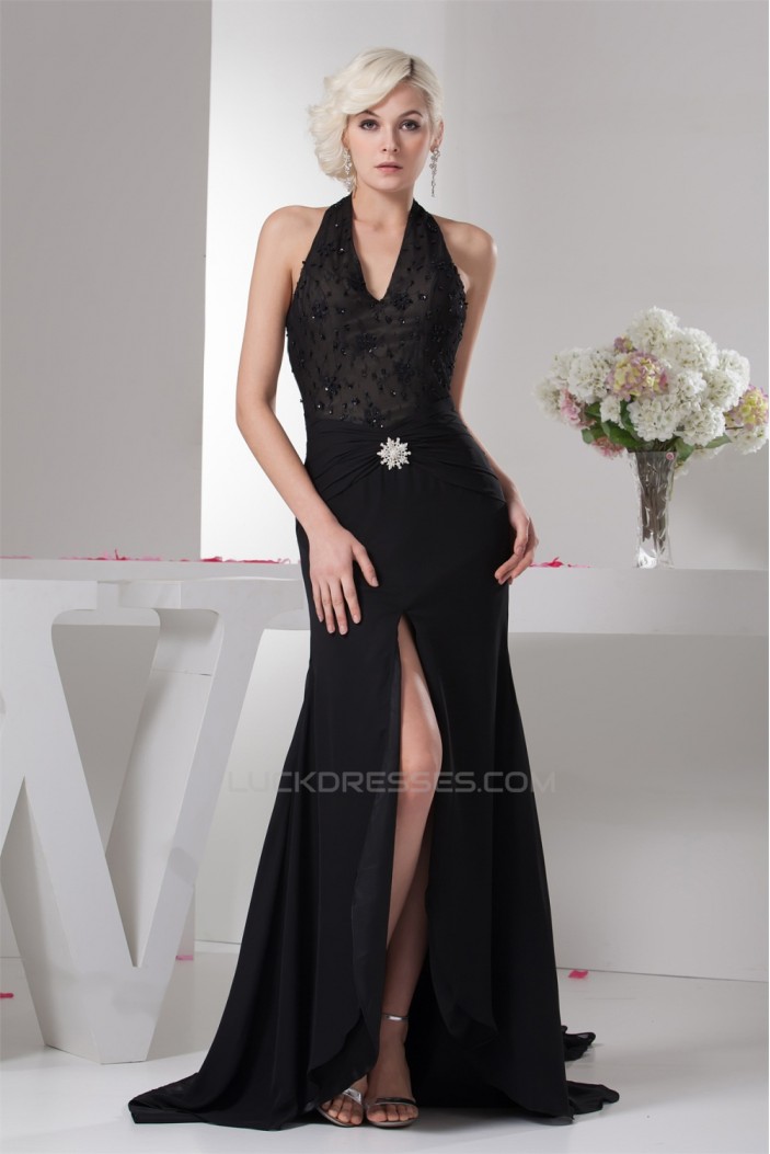 Sleeveless Chiffon Lace Silk like Satin Prom/Formal Evening Dresses 02020578