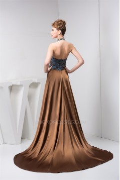 Sleeveless Halter Lace A-Line Brush Sweep Train Prom/Formal Evening Dresses 02020584
