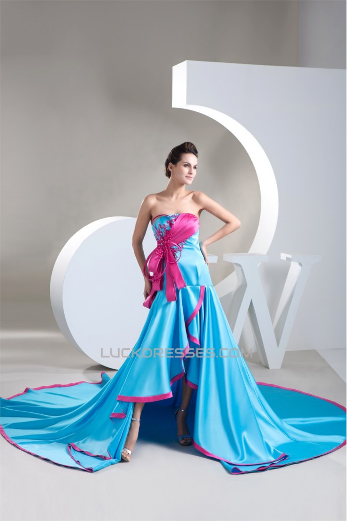Strapless A-Line Sleeveless Satin Beading Prom/Formal Evening Dresses 02020594