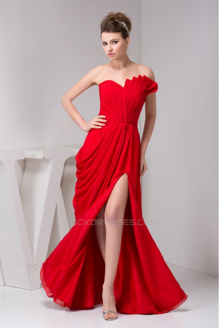 A-Line Pleats Sweetheart Floor-Length Chiffon Prom Evening Party Dresses 02020597
