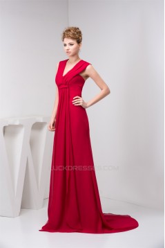 V-Neck Chiffon Sleeveless Ruffles Prom/Formal Evening Dresses 02020604