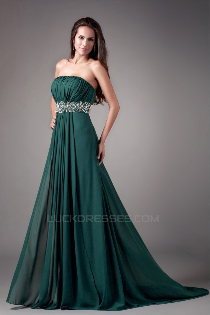 A-Line Beading Strapless Brush Sweep Train Prom/Formal Evening Dresses 02020611