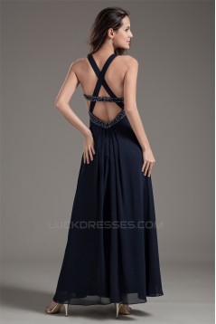 Ankle-Length A-Line Ruffles Chiffon Silk like Satin Prom/Formal Evening Dresses 02020641