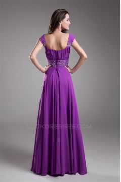 A-Line Beading Floor-Length Chiffon Elastic Woven Satin Prom/Formal Evening Dresses 02020659