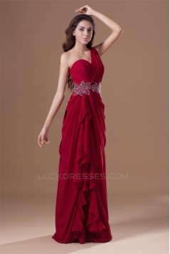 Beading Sheath/Column One-Shoulder Chiffon Silk like Satin Prom/Formal Evening Dresses 02020676