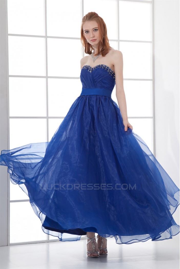 Beading Sweetheart Ankle-Length A-Line Satin Organza Prom/Formal Evening Dresses 02020683