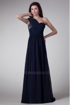 A-Line One-Shoulder Chiffon Floor-Length Prom/Formal Evening Dresses 02020703