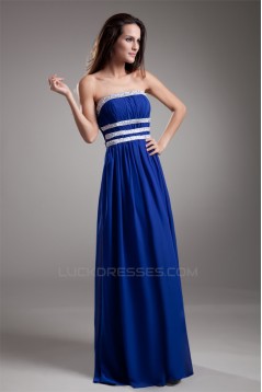 Floor-Length A-Line Strapless Chiffon Silk like Satin Prom/Formal Evening Dresses 02020729