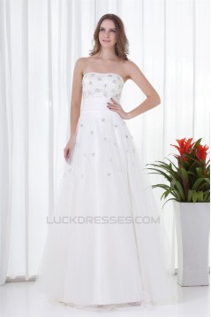 Floor-Length Beading Satin Netting Strapless Prom/Formal Evening Dresses 02020731