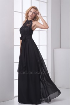 Elegant Floor-Length Chiffon Lace Long Black Prom/Formal Evening Bridesmaid Dresses 02020738