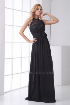 Elegant Floor-Length Chiffon Lace Long Black Prom/Formal Evening Bridesmaid Dresses 02020738