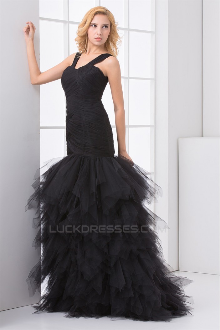 Floor-Length Elastic Woven Satin Fine Netting Prom/Formal Evening Dresses 02020743