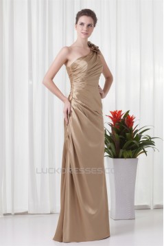 Floor-Length Elastic Woven Satin One-Shoulder Prom/Formal Evening Bridesmaid Dresses 02020744