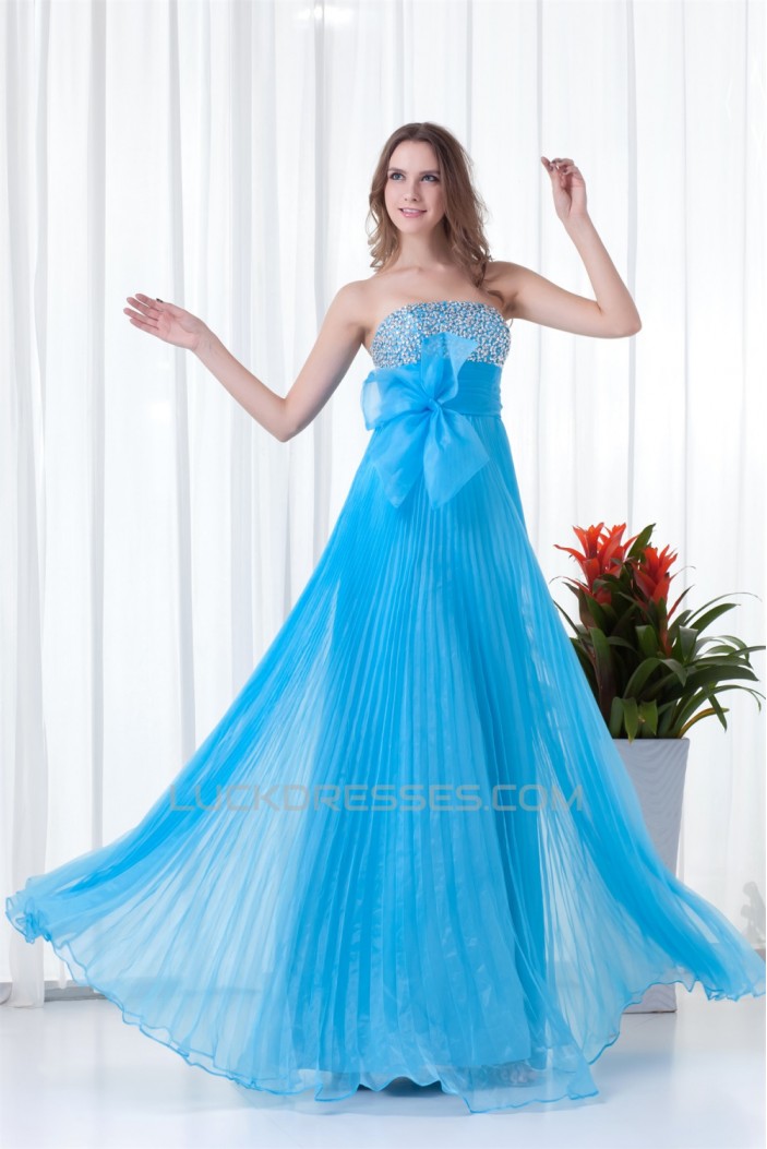 A-Line Beading Strapless Long Blue Prom/Formal Evening Dresses 02020800