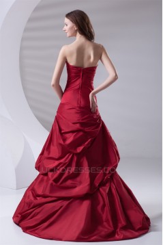 A-Line Pleated Sleeveless Satin Beading Prom/Formal Evening Dresses 02020803