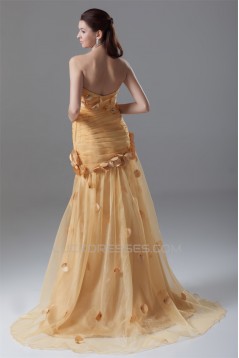 Pleats Sleeveless Strapless Taffeta Netting Prom/Formal Evening Dresses 02020809