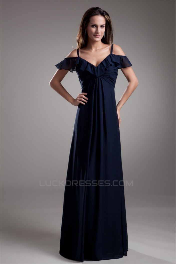 Ruffles A-Line Chiffon Silk like Satin Spaghetti Straps Prom/Formal Evening Dresses 02020815
