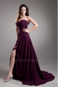 A-Line Ruffles Chiffon Sweetheart Long Purple Prom/Formal Evening Dresses 02020816