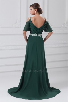 Sequins Half Elbow Length A-Line Chiffon Elastic Woven Satin Prom/Formal Evening Dresses 02020829