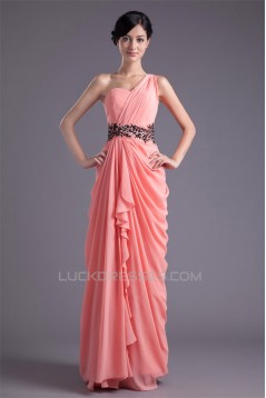 Sheath/Column Floor-Length Chiffon One-Shoulder Prom/Formal Evening Dresses 02020835