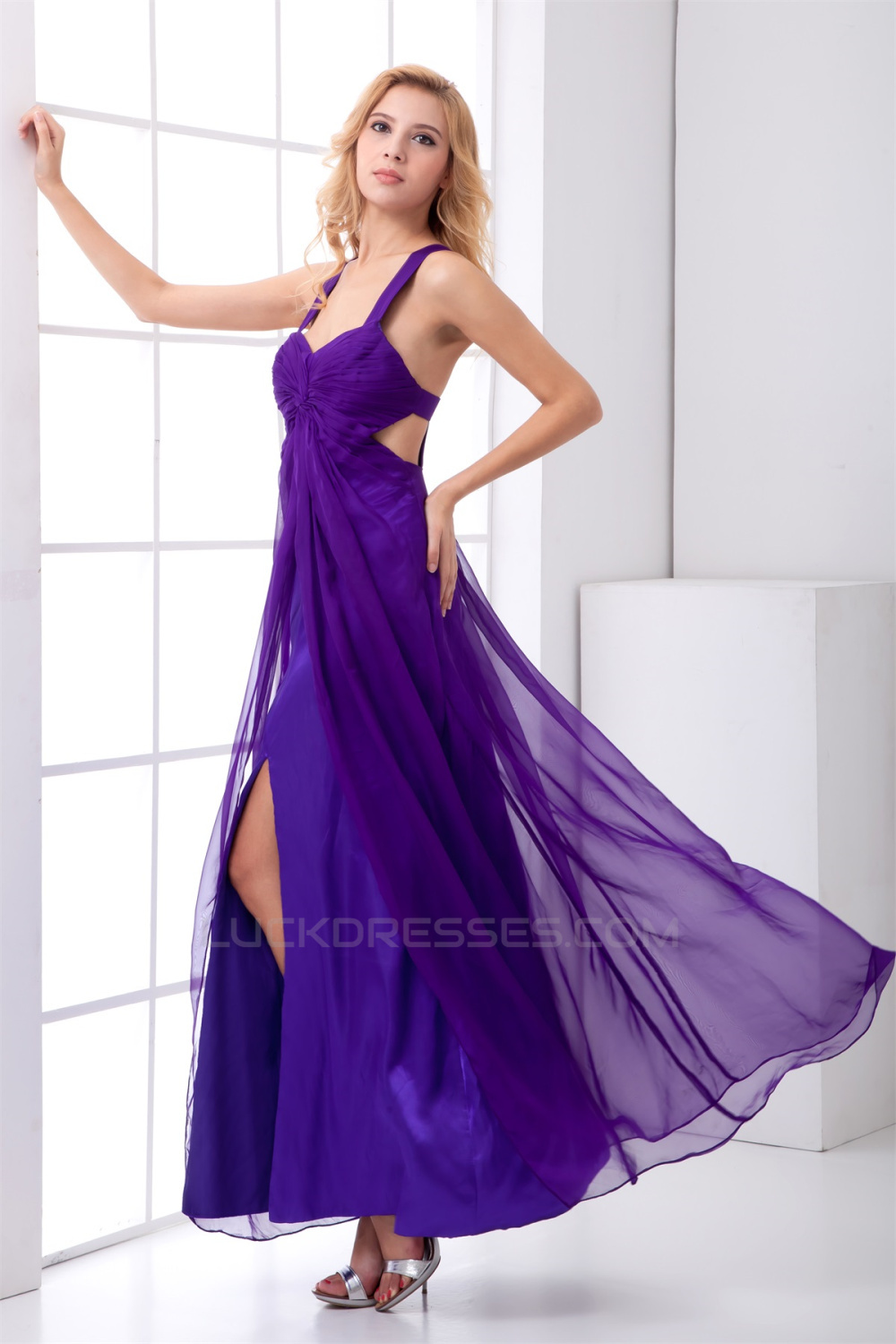 A-Line Chiffon Elastic Woven Satin Prom/Formal Evening Dresses 02020849