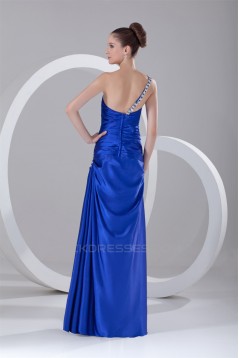Sleeveless A-Line Pleats One-Shoulder Floor-Length Prom/Formal Evening Dresses 02020857