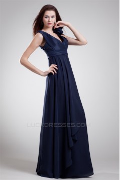 A-Line V-Neck Long Navy Blue Prom/Formal Evening Bridesmaid Dresses 02020881