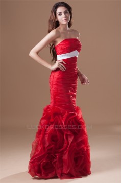 Sleeveless Handmade Flowers Organza Silk like Satin Prom/Formal Evening Dresses 02020884