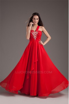 A-Line Chiffon Sleeveless One-Shoulder Prom/Formal Evening Dresses 02020887